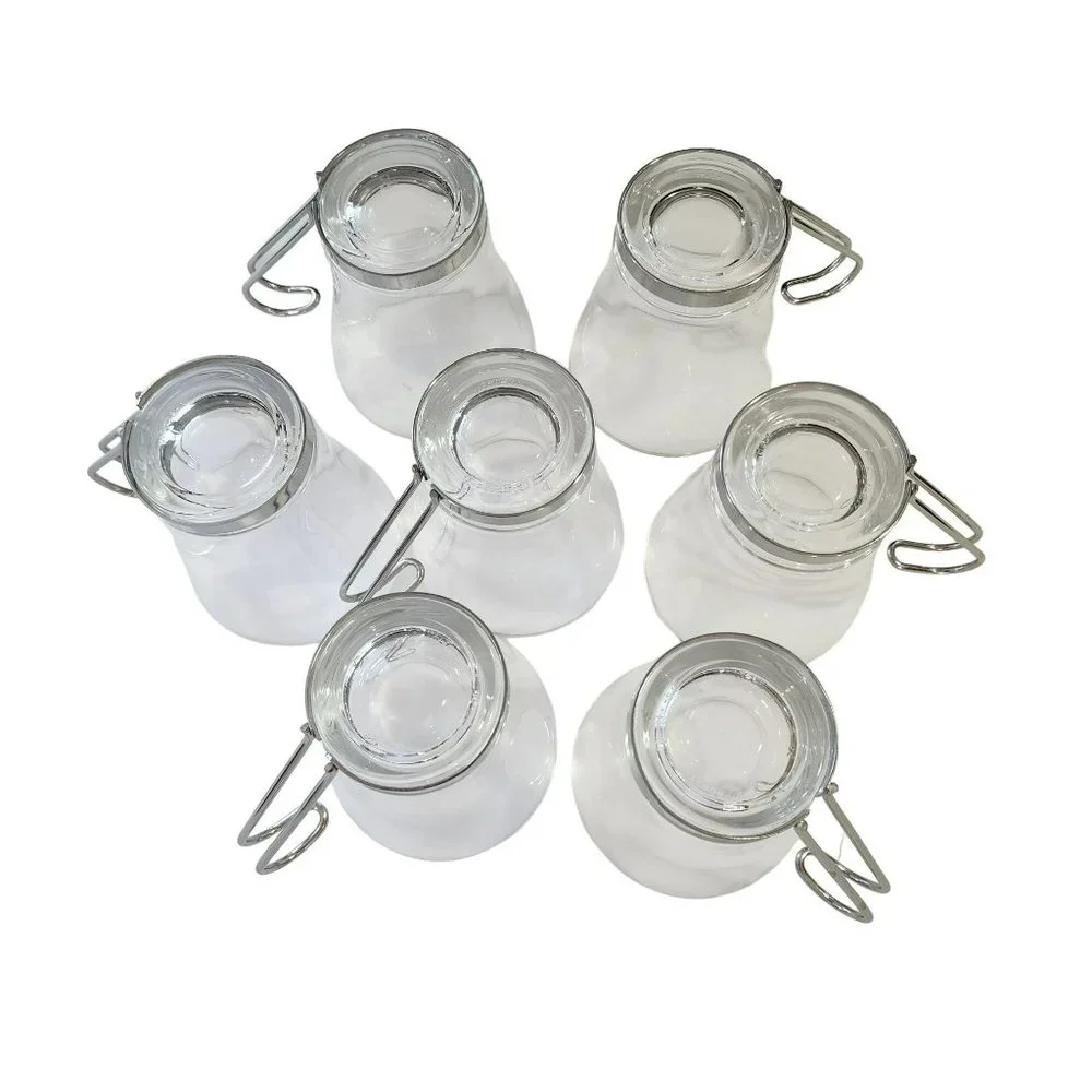 Vintage Clear Glass Cappuccino Expresso Tea Cup Coffee Mug Set of 7 Metal Handle